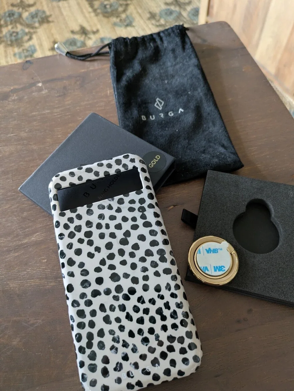Leopard Print Phone Case with Gold Ring Holder by Burga for Pixel 8a